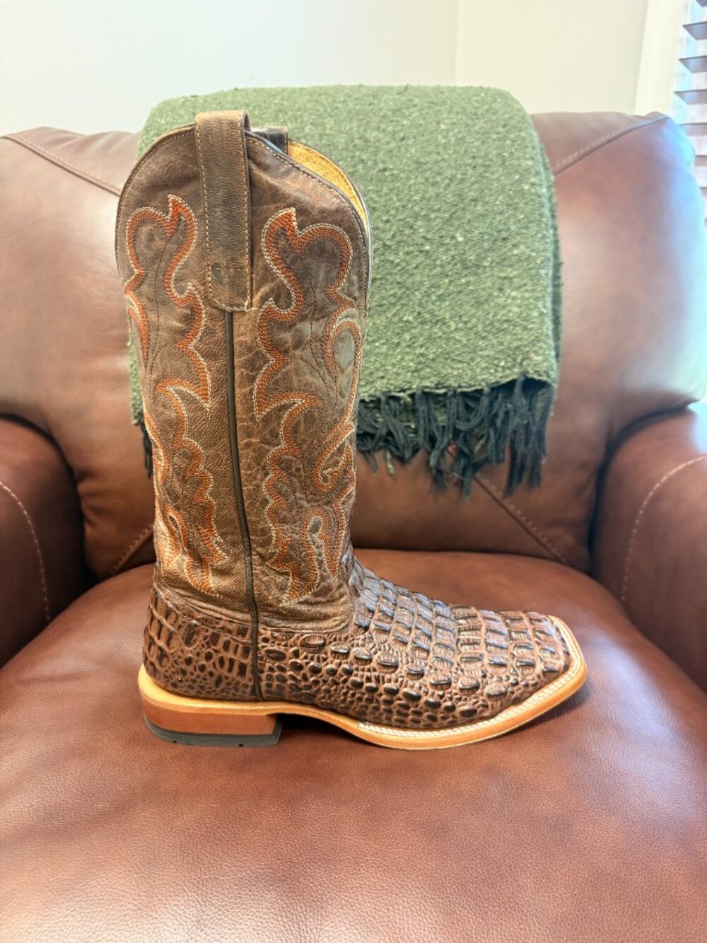 Horse Power Nile Crocodile Print Cowboy Boots Men's 9D - Made in Leon Mexico - Picture 10 of 16